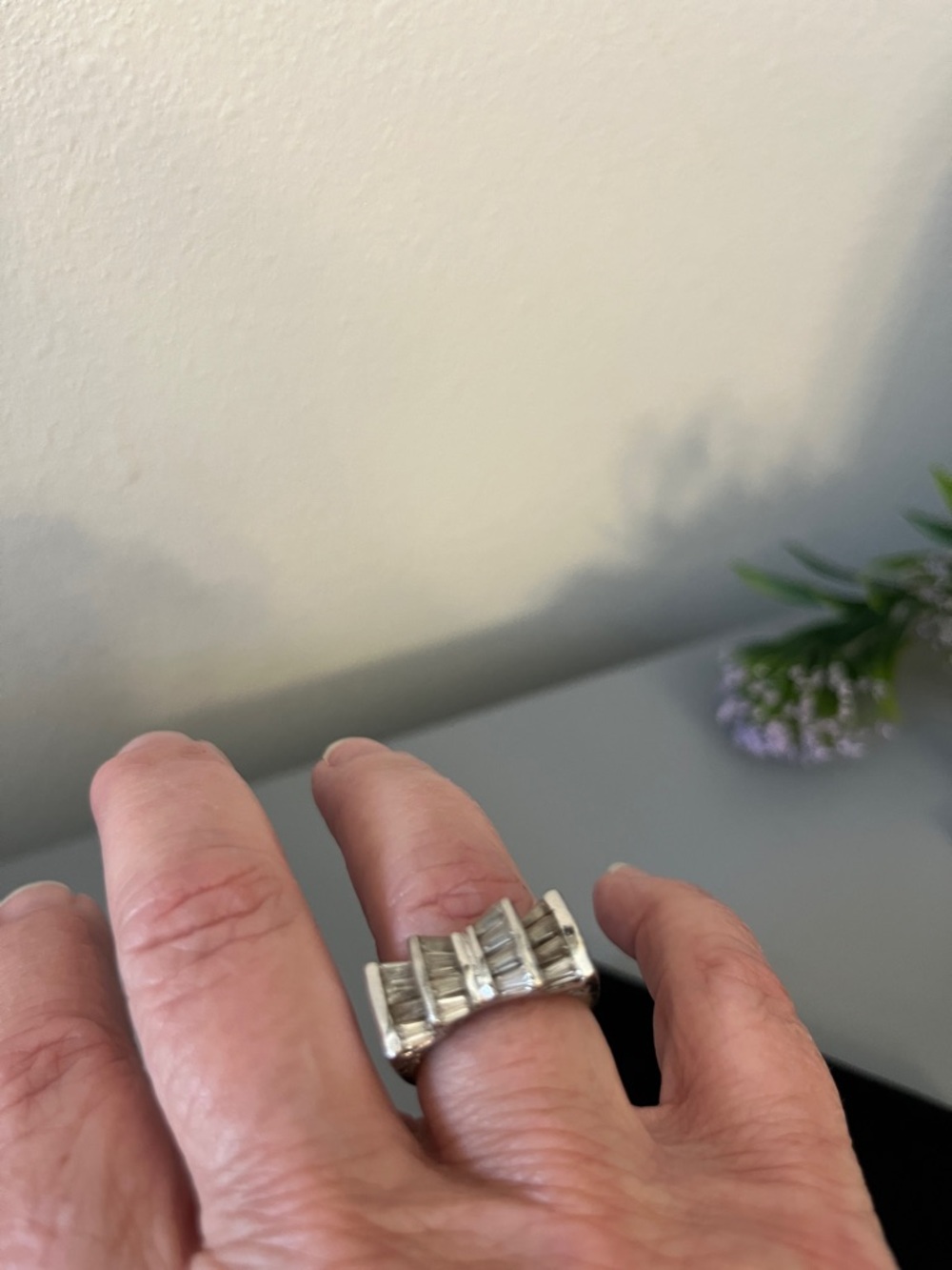 Trio Rhinestone Clip-On Earrings in Silver/Ankle Bracelet/Bow shape Ring Size 6 - Picture 7 of 7